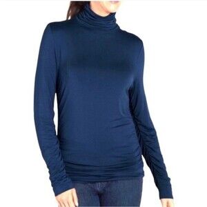 Soft Surroundings Great Shape Stretchy Viscose Blend Blue Ruched Turtleneck XS